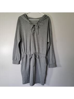 Cupshe Hoodie Beach Dress Cover Up Womens M Gray Jersey Casual Athleisure Cabin